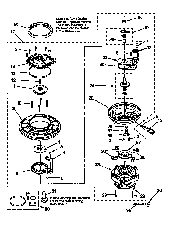 Kenmore 66517625692 pump and motor diagram