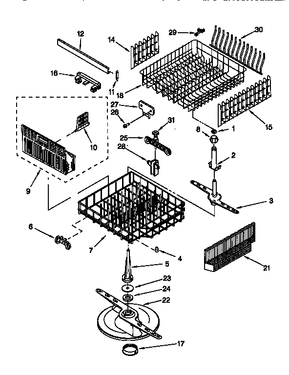 Kenmore 66517625692 dishrack diagram