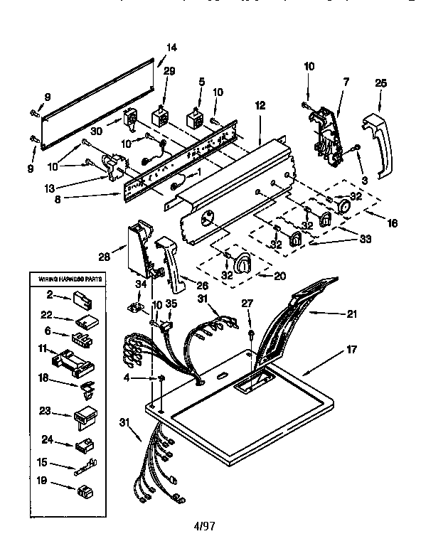 Kenmore 11076852692 top and console diagram