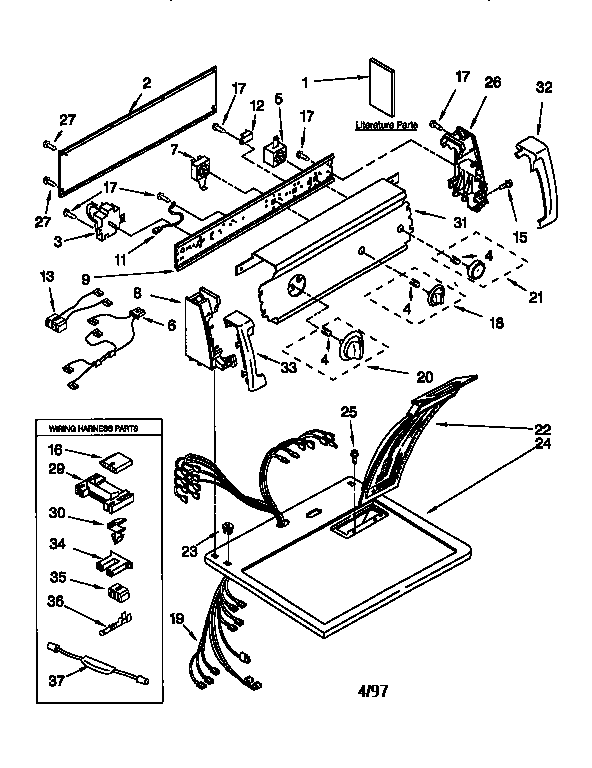Kenmore 11066722692 top and console diagram