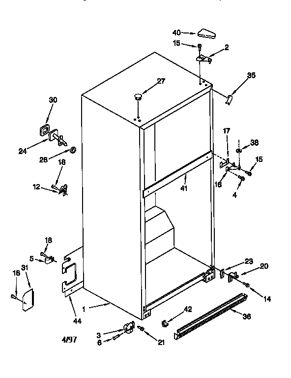 Whirlpool ET18PKXFW01 cabinet diagram