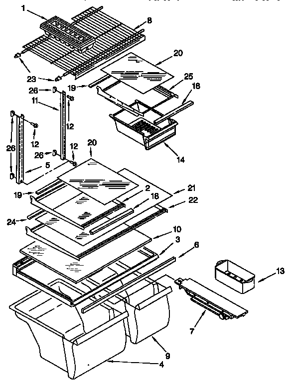 Whirlpool ET18PKXFW01 shelf diagram