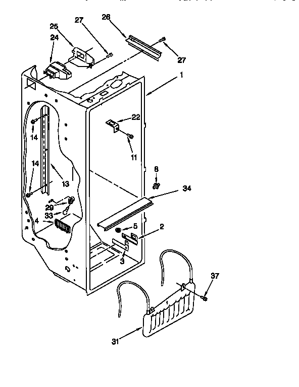 Whirlpool ED25PSQDN01 refrigerator liner diagram
