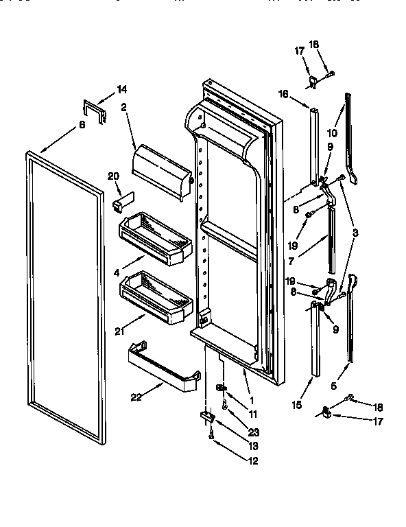 Whirlpool ED25PSQDN01 refrigerator door diagram