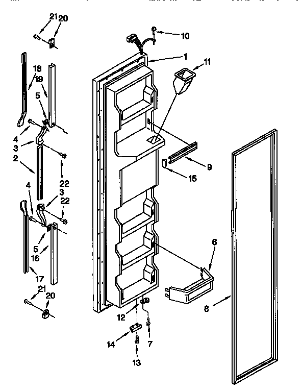 Whirlpool ED25PSQDN01 freezer door diagram