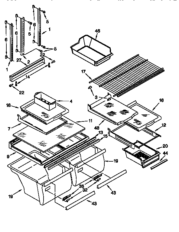 Whirlpool ET22DMXFN00 shelf diagram