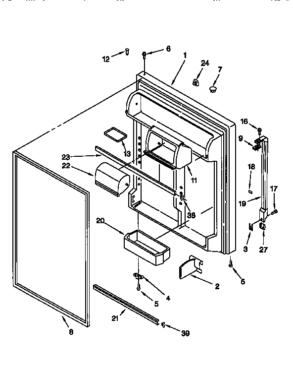 Whirlpool ET22DMXFN00 refrigerator door diagram