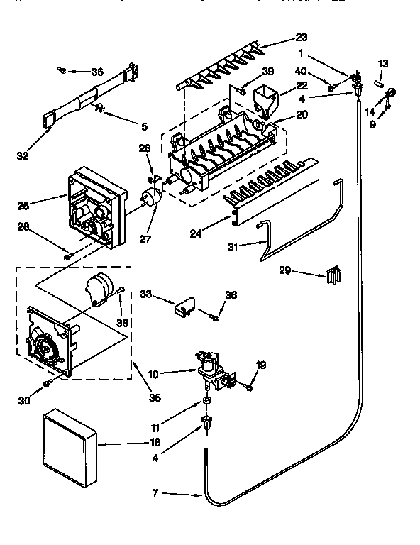 Whirlpool ET22DMXFN00 icemaker diagram