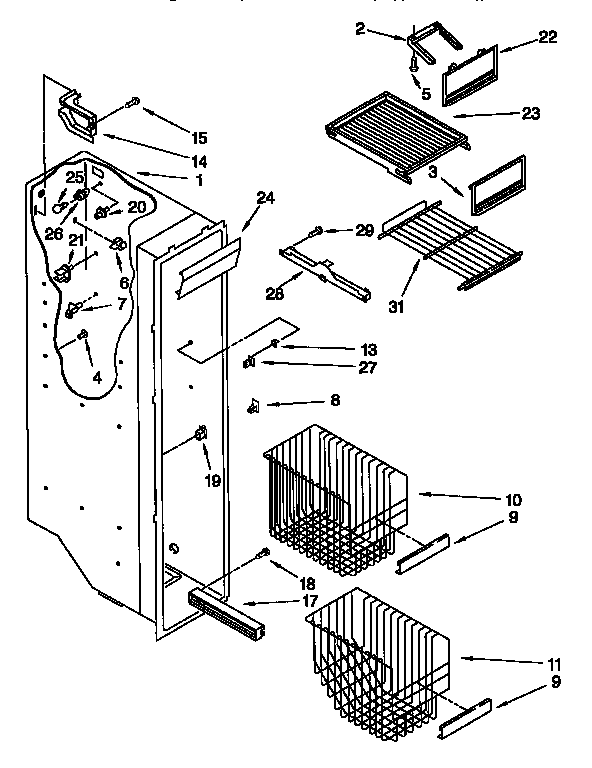 Whirlpool ED25DQXDW05 freezer liner diagram