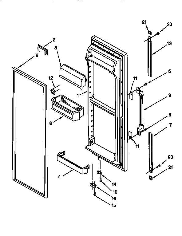 Whirlpool ED25DQXDW05 refrigerator door diagram