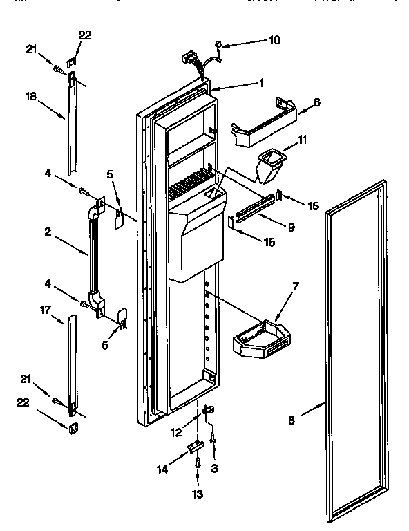 Whirlpool ED25DQXDW05 freezer door diagram