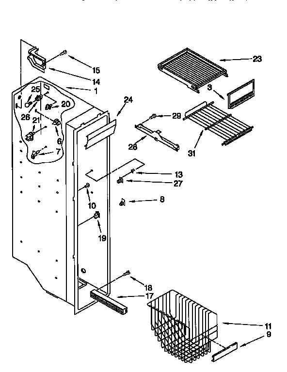 Whirlpool ED25PQXDW03 freezer liner diagram
