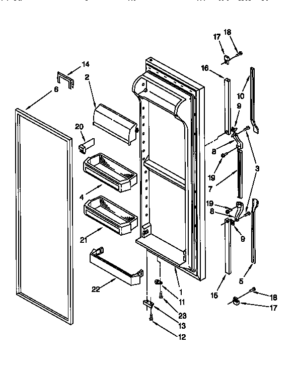 Whirlpool ED25PQXDW03 refrigerator door diagram