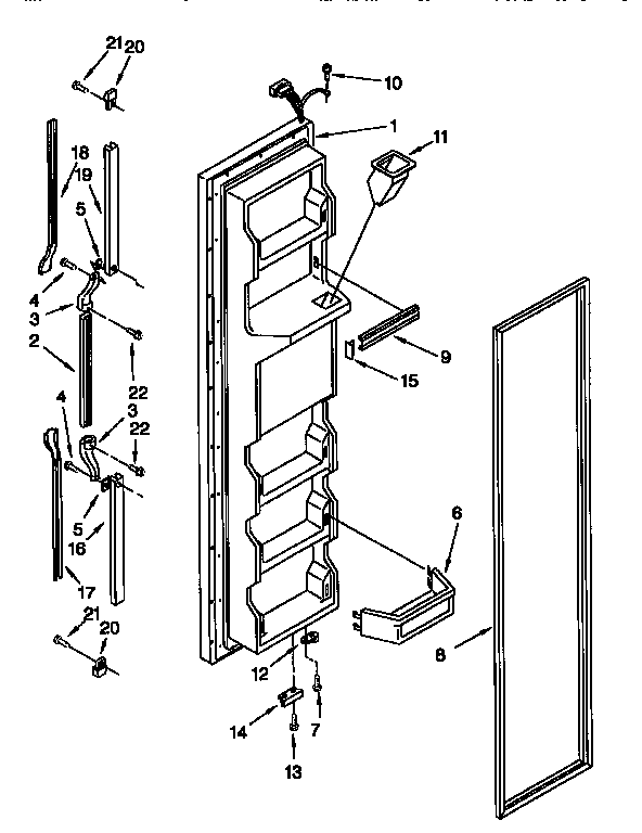 Whirlpool ED25PQXDW03 freezer door diagram