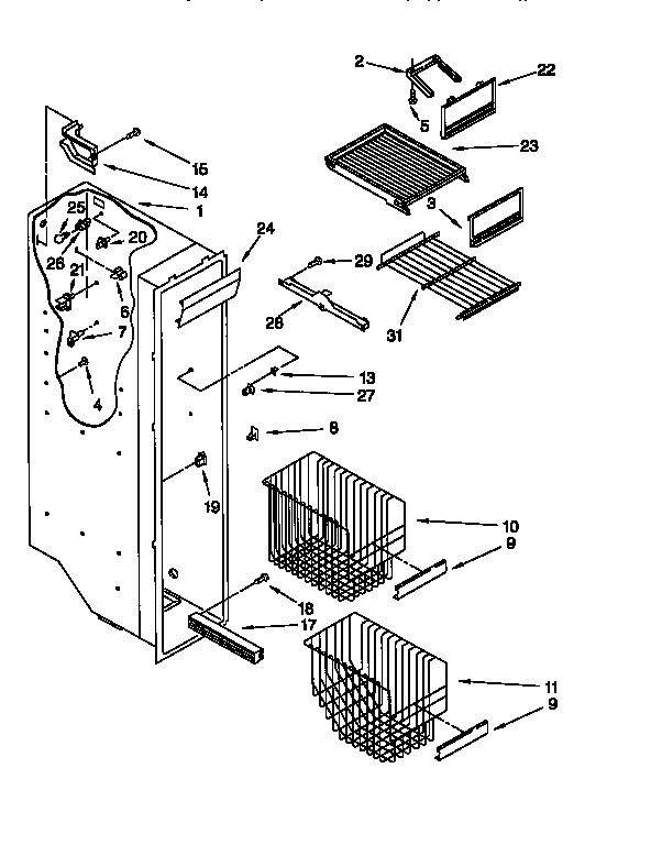 Whirlpool ED25DSXDN05 freezer liner diagram