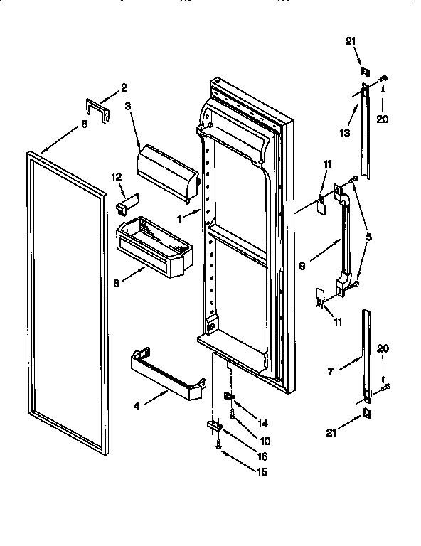 Whirlpool ED25DSXDN05 refrigerator door diagram