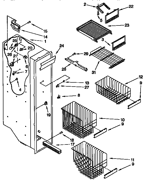 Whirlpool ED27DQXDN03 freezer liner diagram
