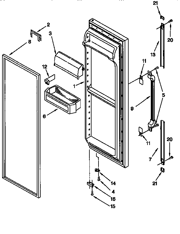 Whirlpool ED27DQXDN03 refrigerator door diagram