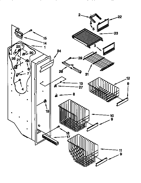 Whirlpool ED27DSXDB06 freezer liner diagram