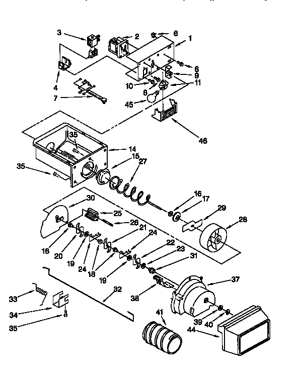 Whirlpool ED27DSXDB06 motor and ice container diagram