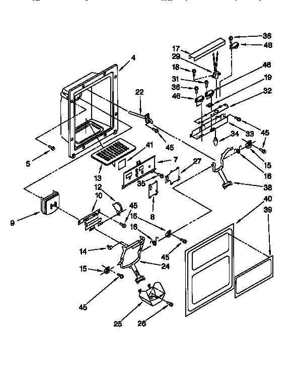 Whirlpool ED27DSXDB06 dispenser front diagram