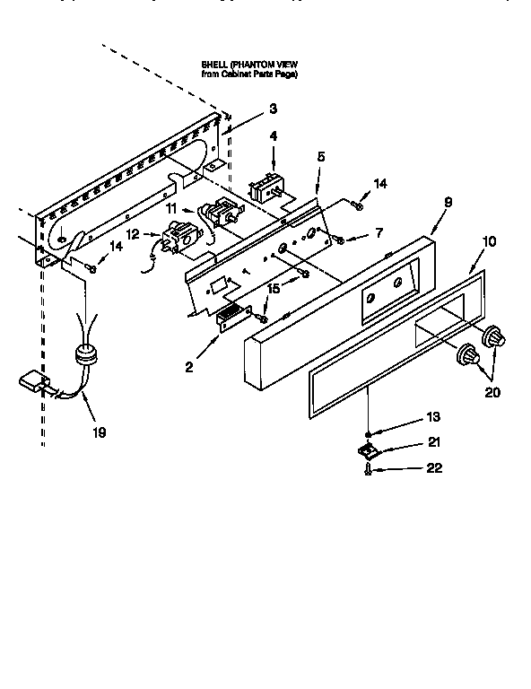 Whirlpool EC5100XEN1 escutcheon and control diagram