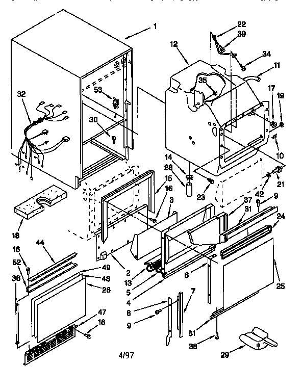Whirlpool EC5100XEW1 cabinet liner and door diagram