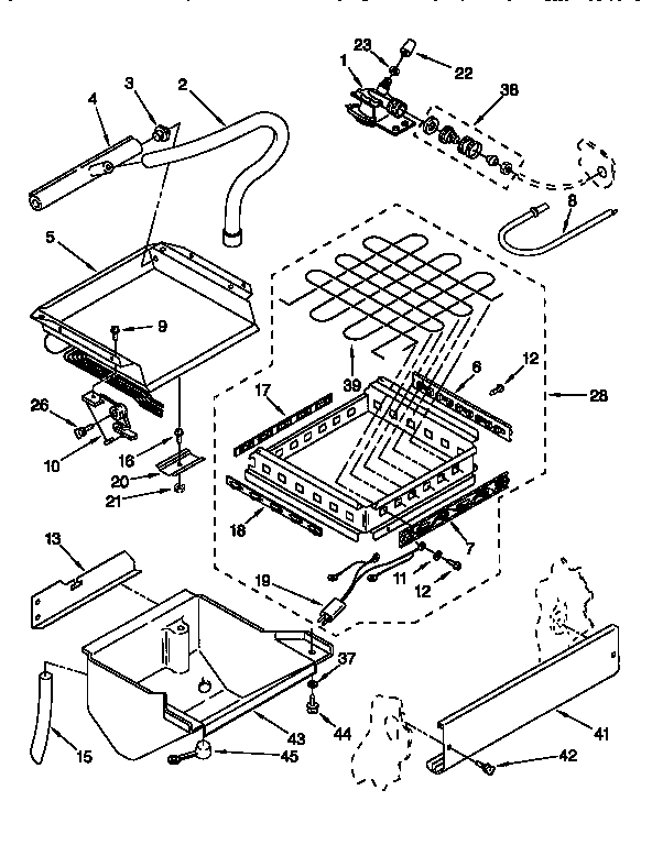 Whirlpool EC5100XEW1 evaporator, ice cutter grid diagram