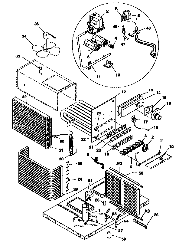 ICP PGB048D1LB functional replacement parts diagram