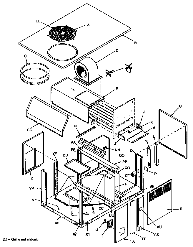 ICP PGB048D1LB non-functional replacement parts diagram