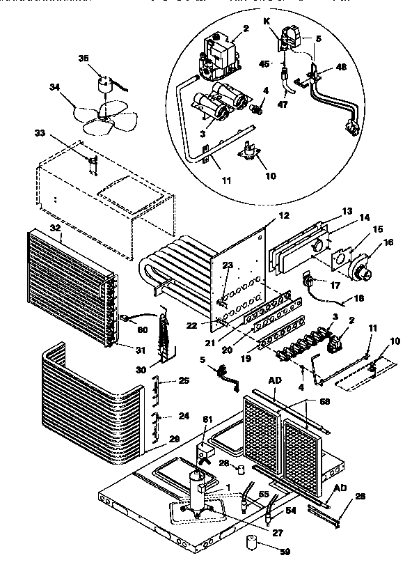 ICP PGMF60F115B functional replacement parts diagram