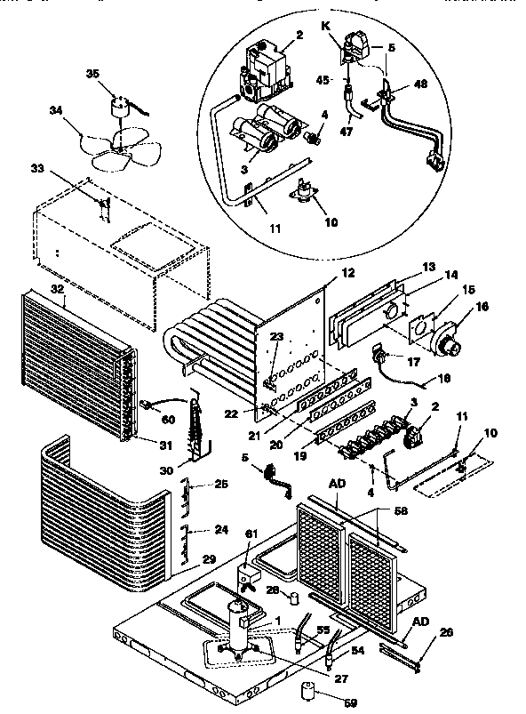ICP PGMF60F150B functional replacement parts diagram