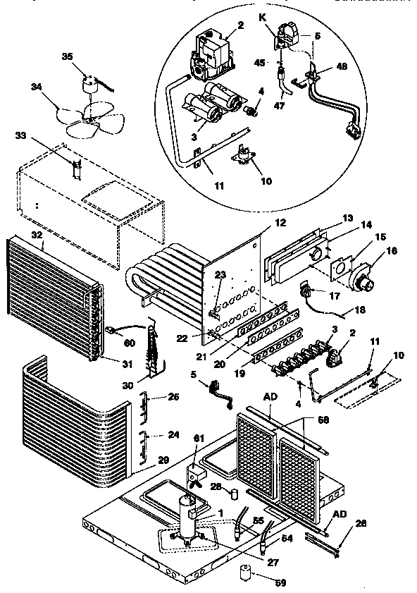ICP PGMF48F135B functional replacement parts diagram