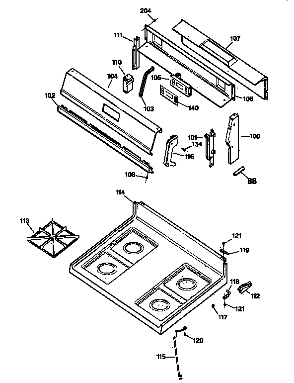 GE JGBC17PEW2AD cooktop diagram