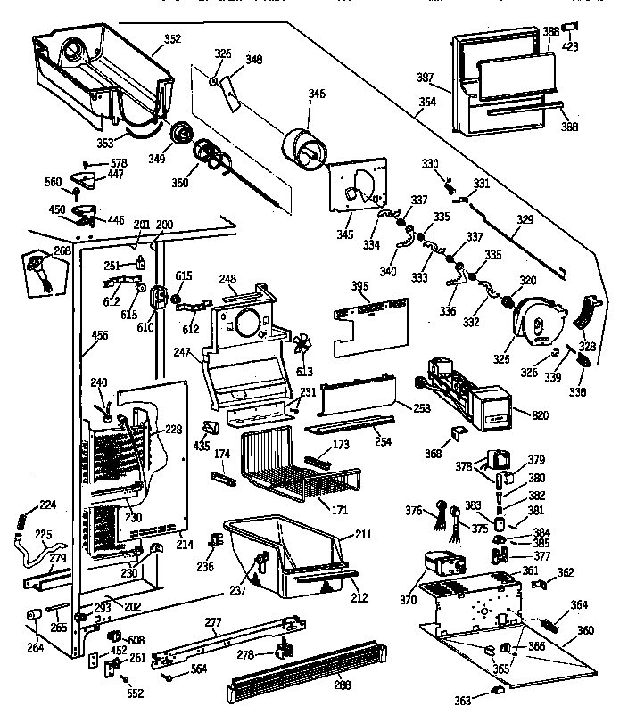 GE TFK25PRYDWW freezer section diagram