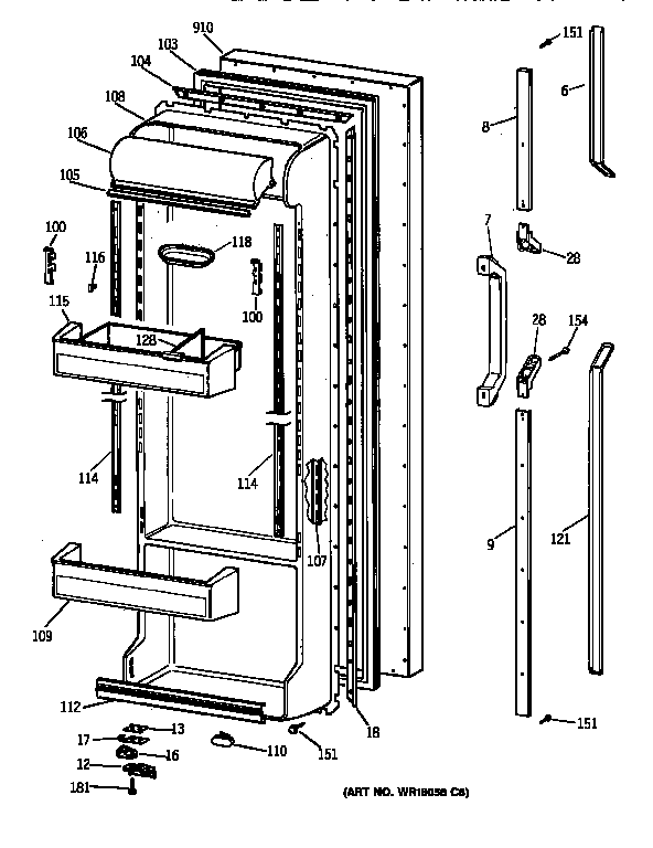 GE TFK22PRXDAA fresh food door diagram