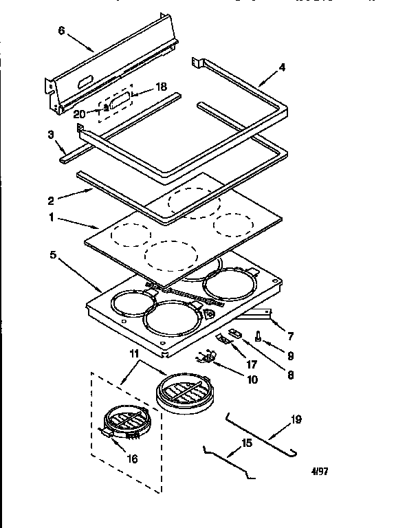 KitchenAid KERC507EAL2 cooktop diagram