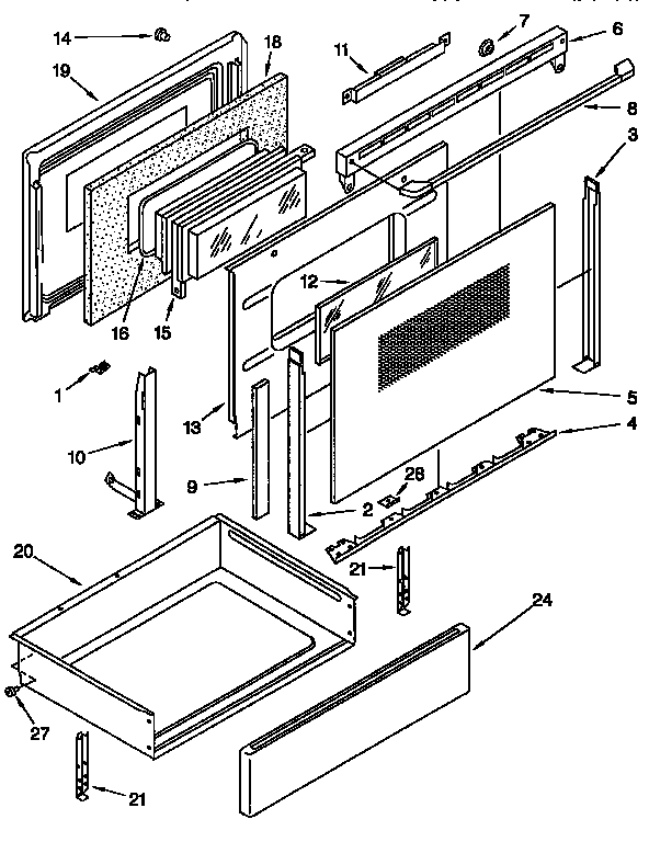 KitchenAid KERC507EAL2 door and drawer diagram