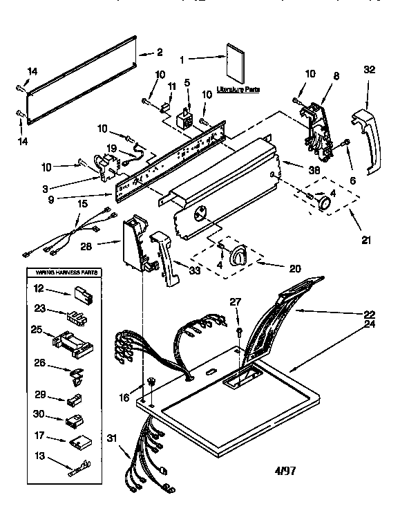 Kenmore 11076702692 top and console diagram