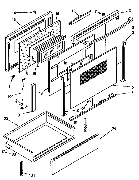 KitchenAid KERC600EWH2 door and drawer diagram
