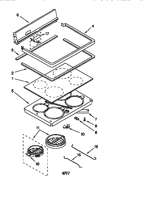 KitchenAid KERC500EAL2 cooktop diagram