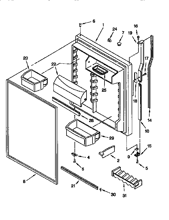 KitchenAid KTRS21MFWH00 refrigerator door diagram