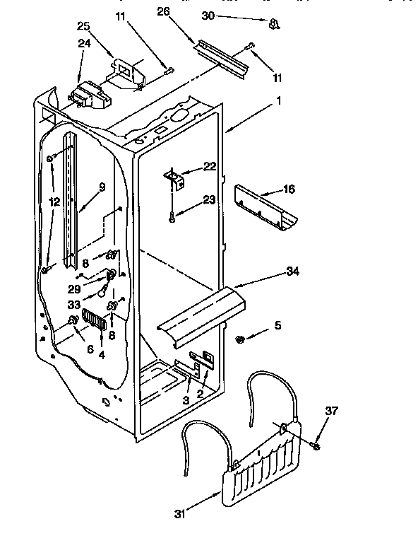 KitchenAid KSRB22QFBL00 refrigerator liner diagram