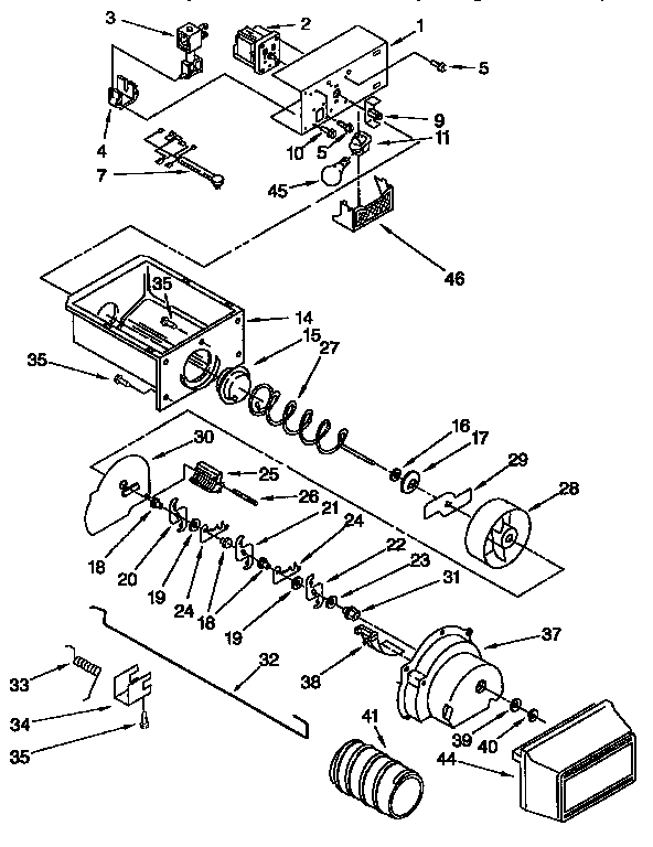 KitchenAid KSRB22QFBL00 motor and ice container diagram