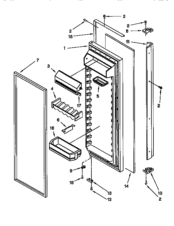 KitchenAid KSRB22QFBL00 refrigerator door diagram