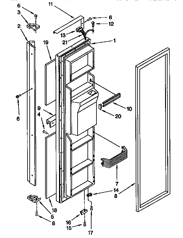 KitchenAid KSRB22QFBL00 freezer door diagram