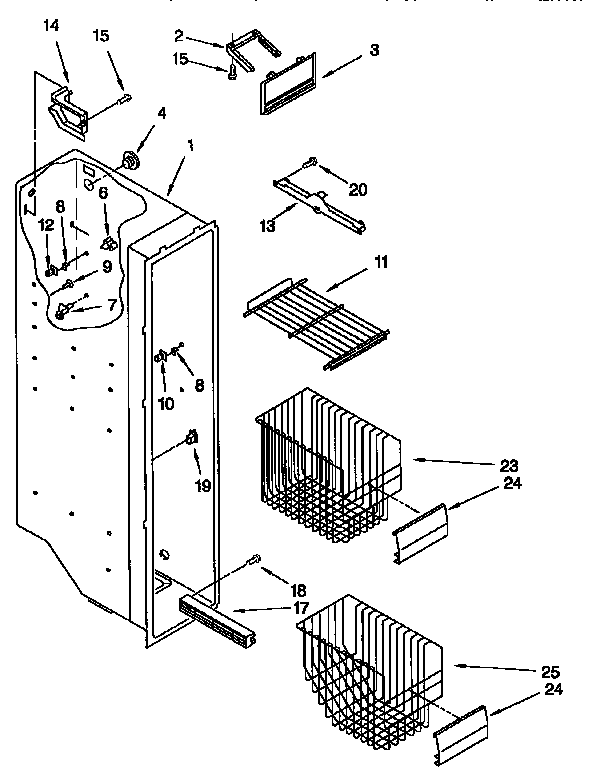 KitchenAid KSRB22QFBL00 freezer liner diagram