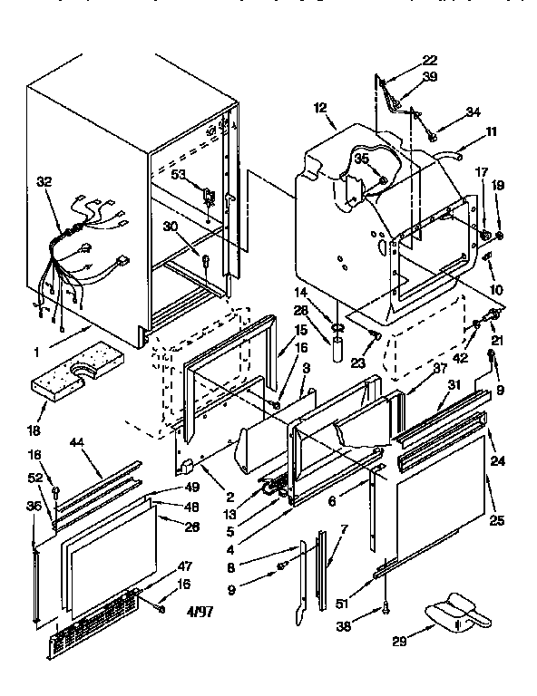 KitchenAid KUIS185EAL1 cabinet liner and door diagram