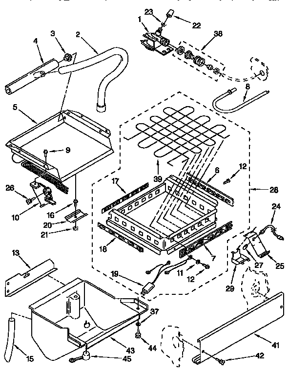 KitchenAid KUIS185EWH1 evaporator, ice cutter grid diagram