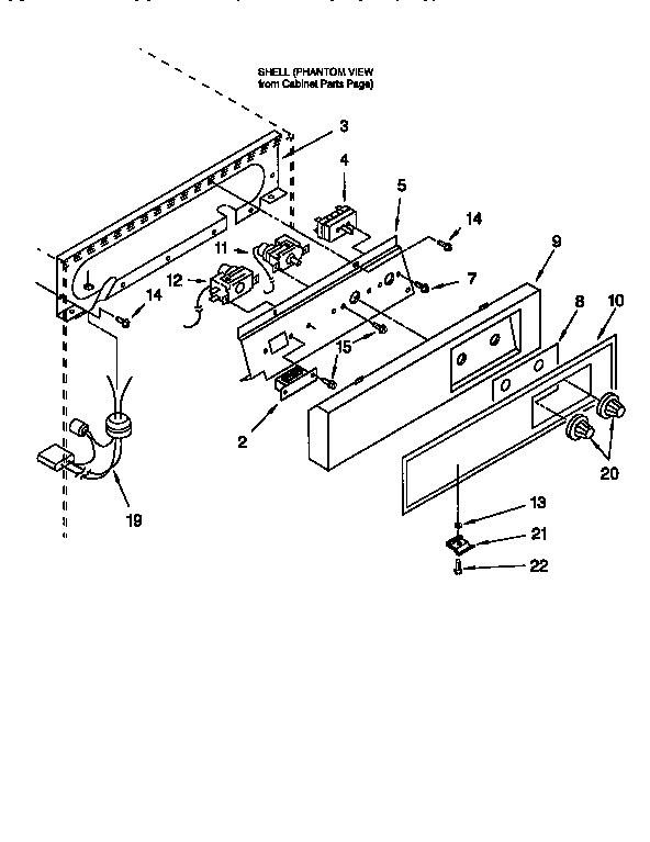 KitchenAid KUIS185EWH1 escutcheon and control diagram